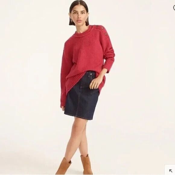 J Crew Pullover Sweater M Brown Wool Alpaca Oversized Chunky cabincore - Picture 3 of 14